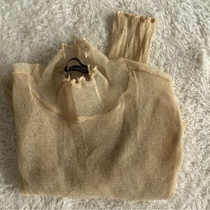 Urban Outfitters Golden cream sheer long sleeve, size S, stretches to M  NWOT